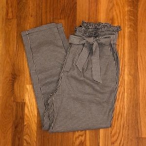 High waisted, checked paper bag pants